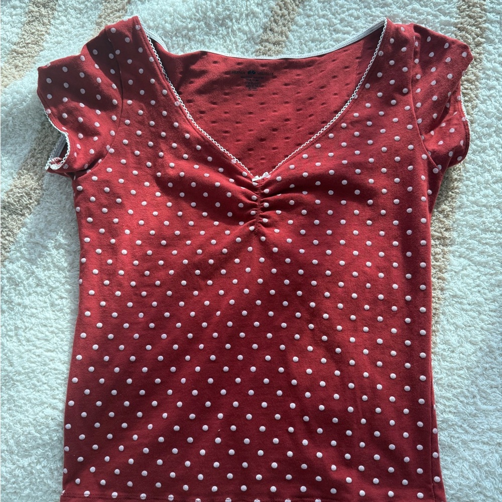 Red Polka Dot Brandy Melville Women's Top
